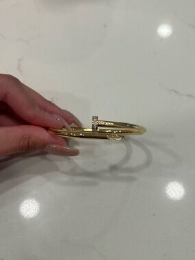 Gold Nail Bracelet with Crystal Accents